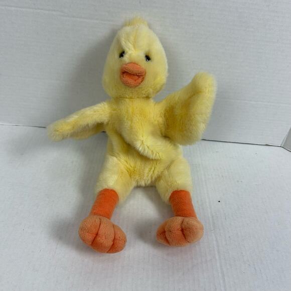 Vintage Russ Yellow Chick Duck Plush Hand Puppet Baby Rattle  Toy Stuffed Animal - Picture 9 of 9